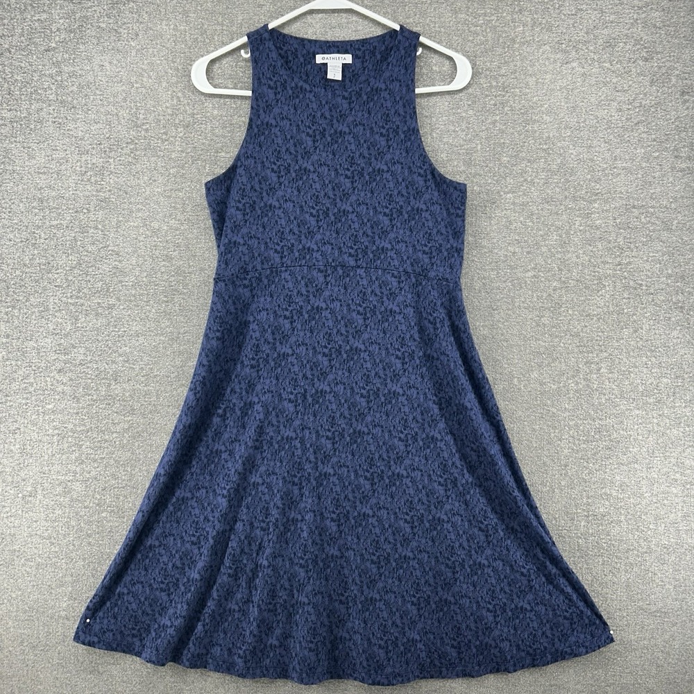 Athleta Santorini Thera Printed Dress Women Size Small Blue Casual